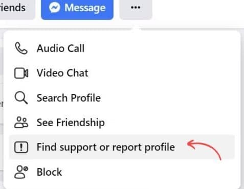 Find Support' or 'Report Profile